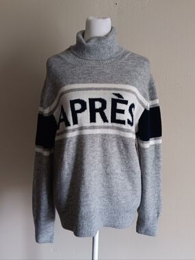 Grey Après Ski Turtleneck Sweater Halogen Medium Knit Long Sleeve Pullover